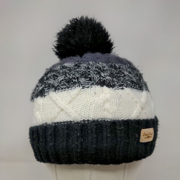 Britt's Knits Beanie Hat Multicolor One Size Stretch Hand Knitted Pom Pom - Picture 2 of 9
